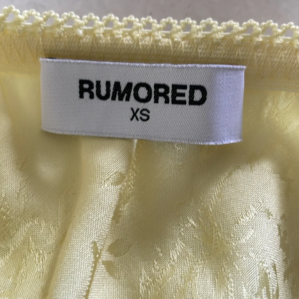 Rumored Pale Yellow Midi Skirt with Lace Hem